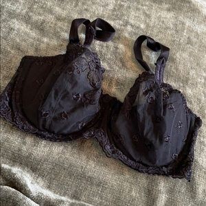 Lace demi foam cup black underwire bra